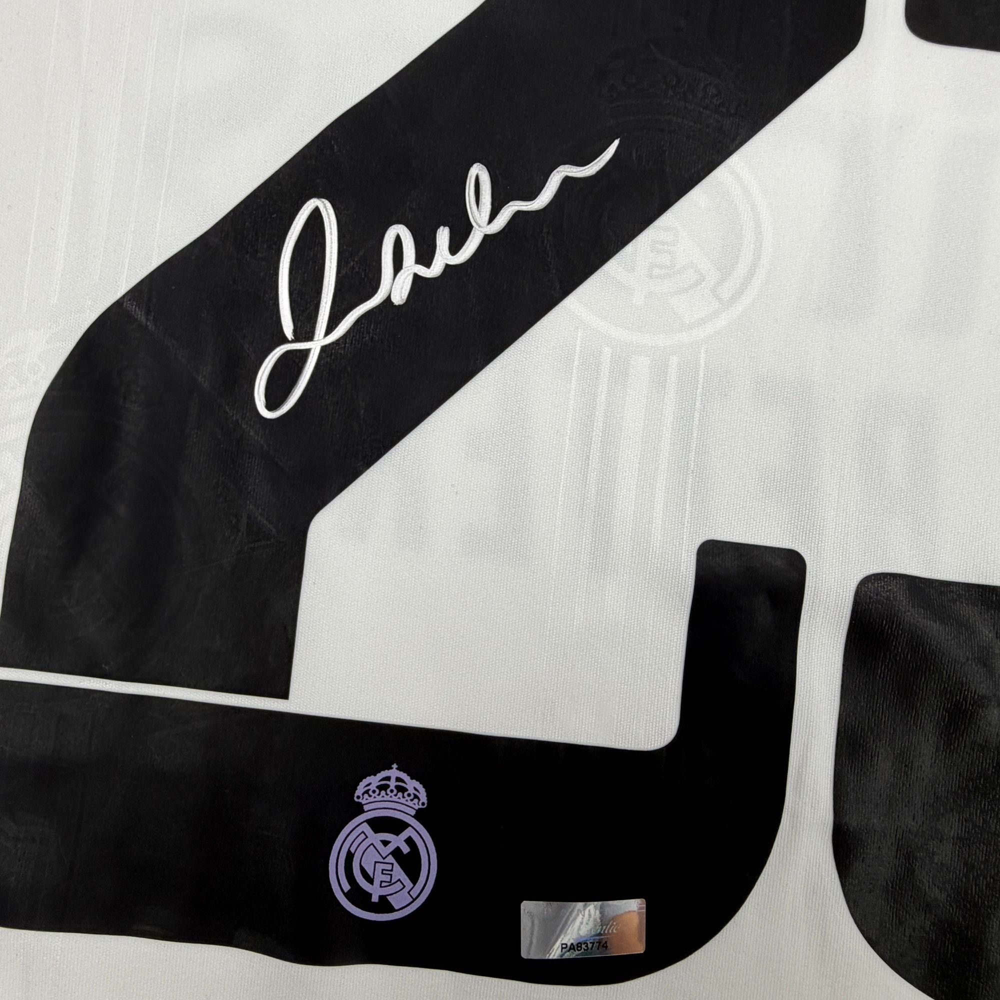 Autographed/Signed David Beckham Real Madrid White Soccer Jersey Panini Authentic COA