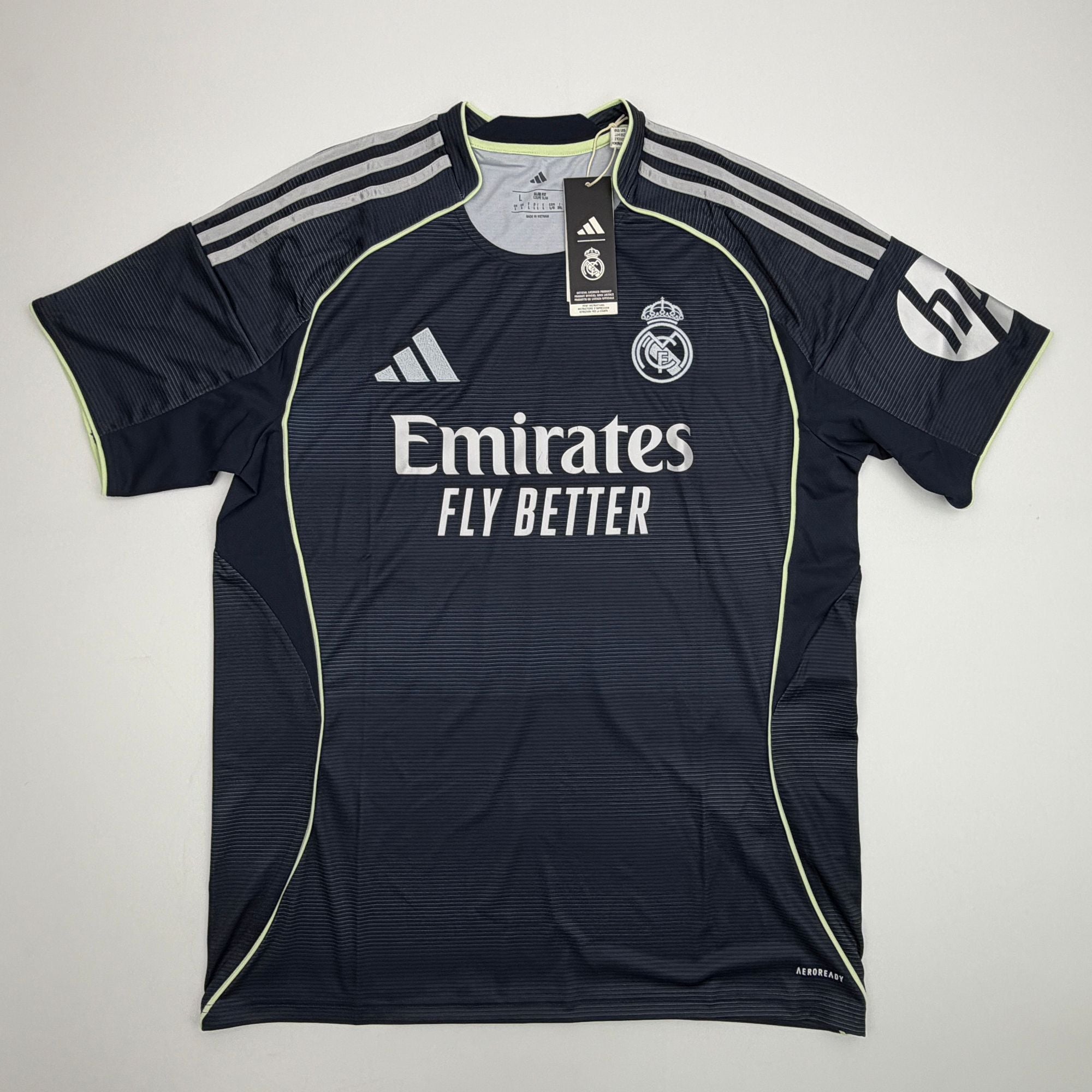 Autographed/Signed Kylian Mbappe Real Madrid Navy Blue Soccer Jersey Panini Authentic COA