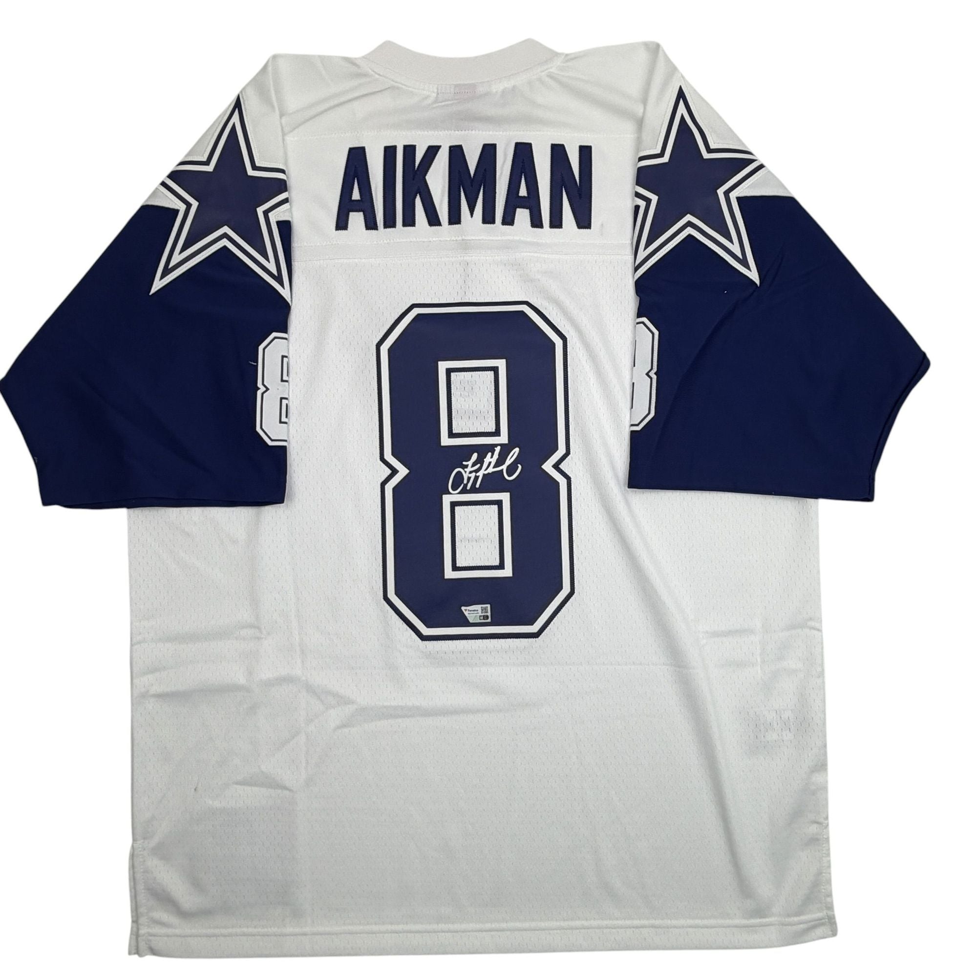 Autographed/Signed Troy Aikman Dallas Cowboys White Authentic Mitchell & Ness Football Jersey Fanatics COA