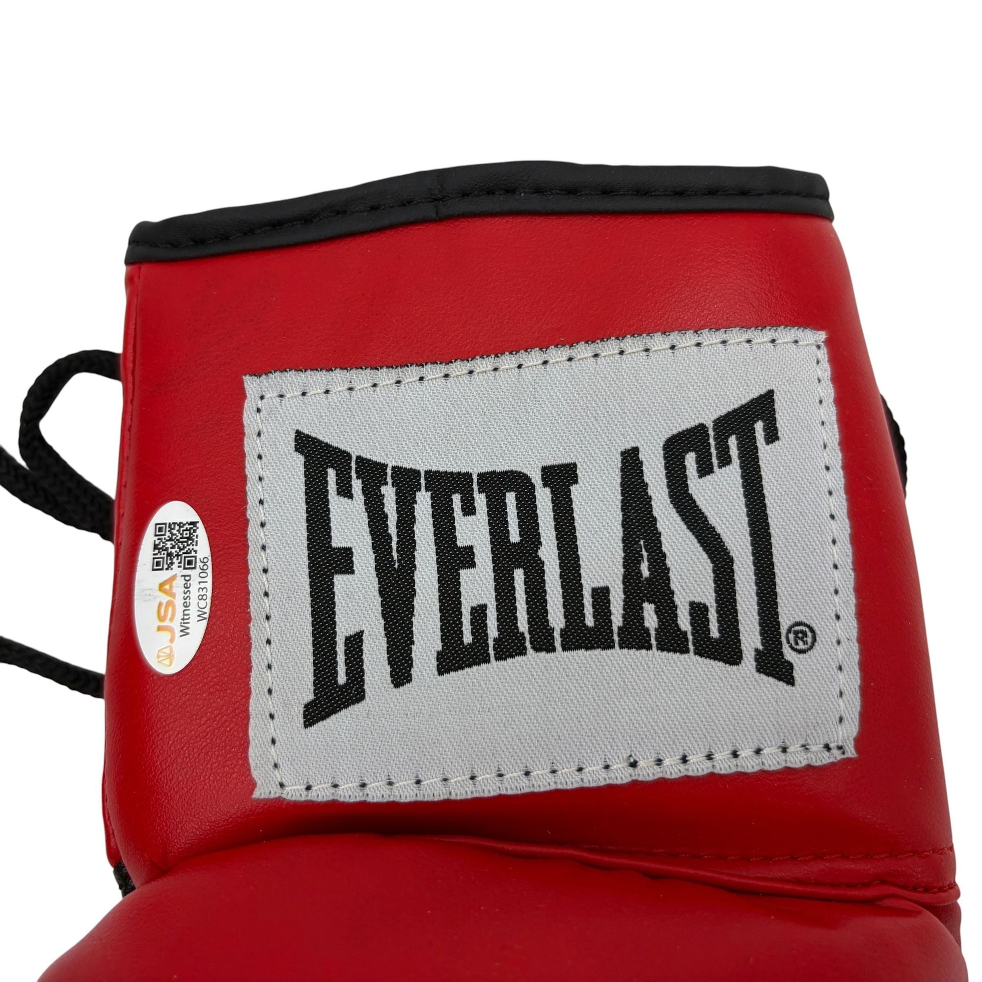 Autographed/Signed James Buster Douglas Red Everlast Boxing Glove JSA COA