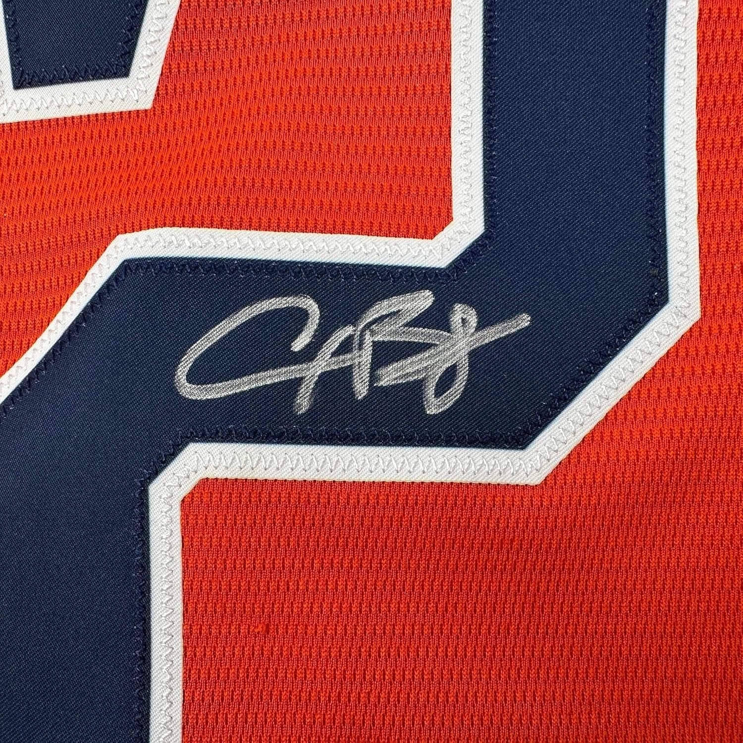 Framed Autographed/Signed Alex Bregman 35x39 Houston Astros Authentic Orange Baseball Jersey Beckett BAS COA