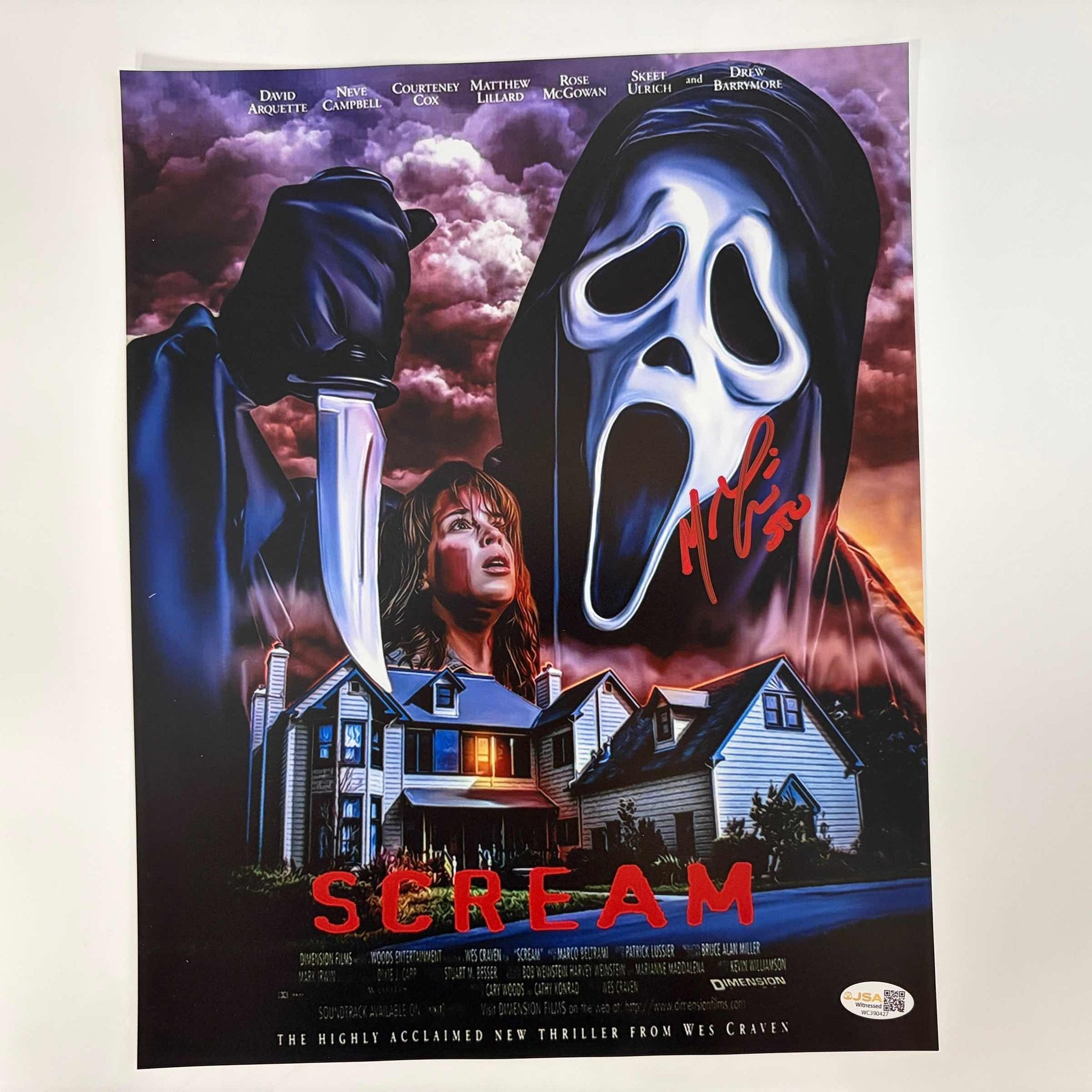 Autographed/Signed Matthew Lillard Inscribed Stu Scream 1996 11x14 Movie Poster Photo JSA COA