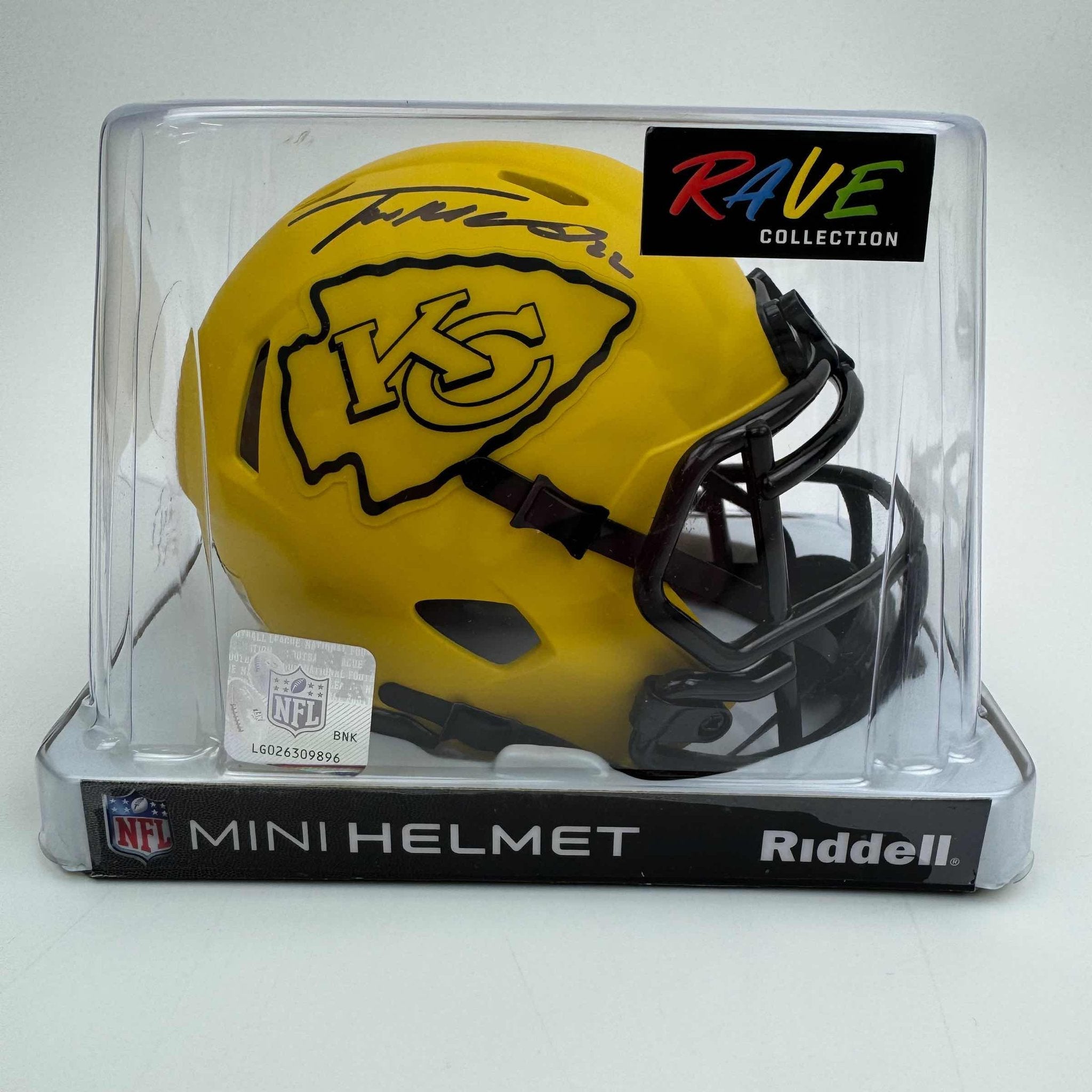 Autographed/Signed Trent McDuffie Kansas City Chiefs Yellow Rave Mini Football Helmet Beckett BAS COA