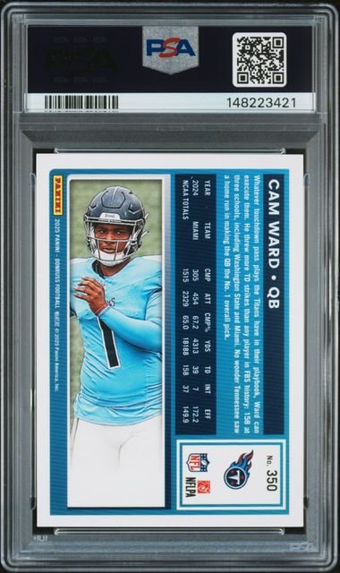 Graded 2025 Panini Donruss Cam Ward #350 Rookie RC Football Card PSA 10 Gem Mint