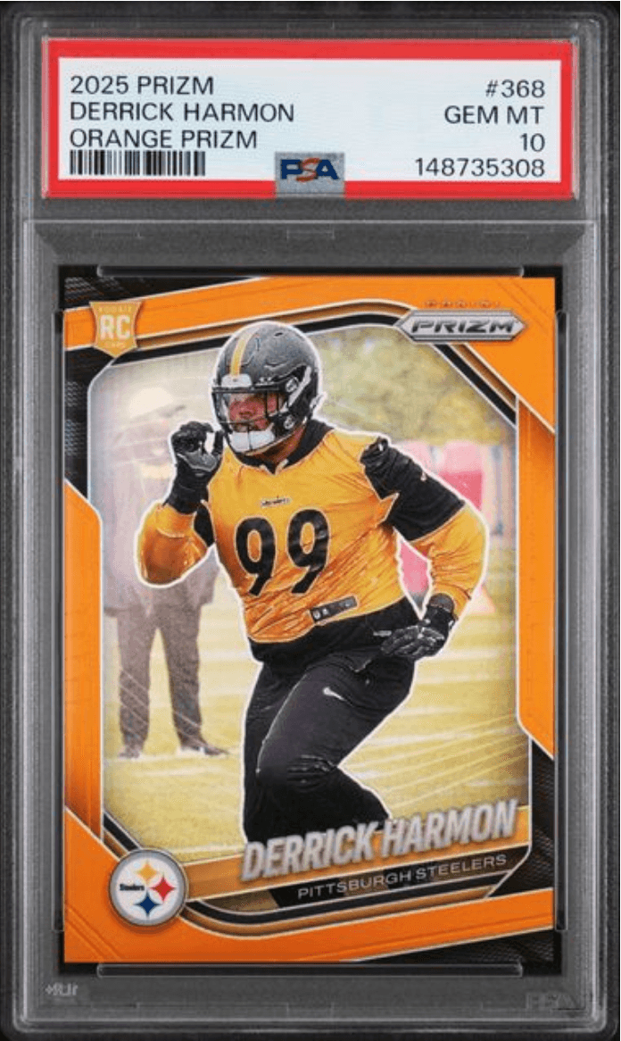 Graded 2205 Panini Prizm Derrick Harmon #368 Orange Prizm /249 Rookie RC Football Card PSA 10 Gem Mint