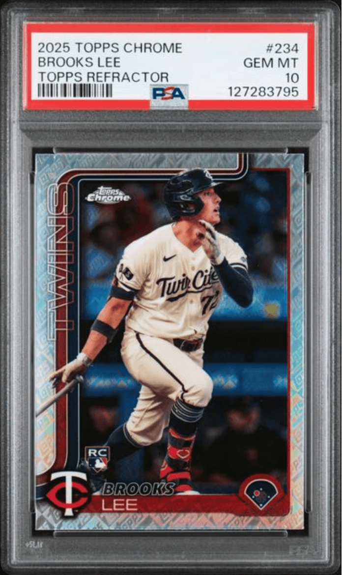 Graded 2025 Topps Chrome Brooks Lee #234 Topps Refractor Rookie RC Baseball Card PSA 10 Gem Mint