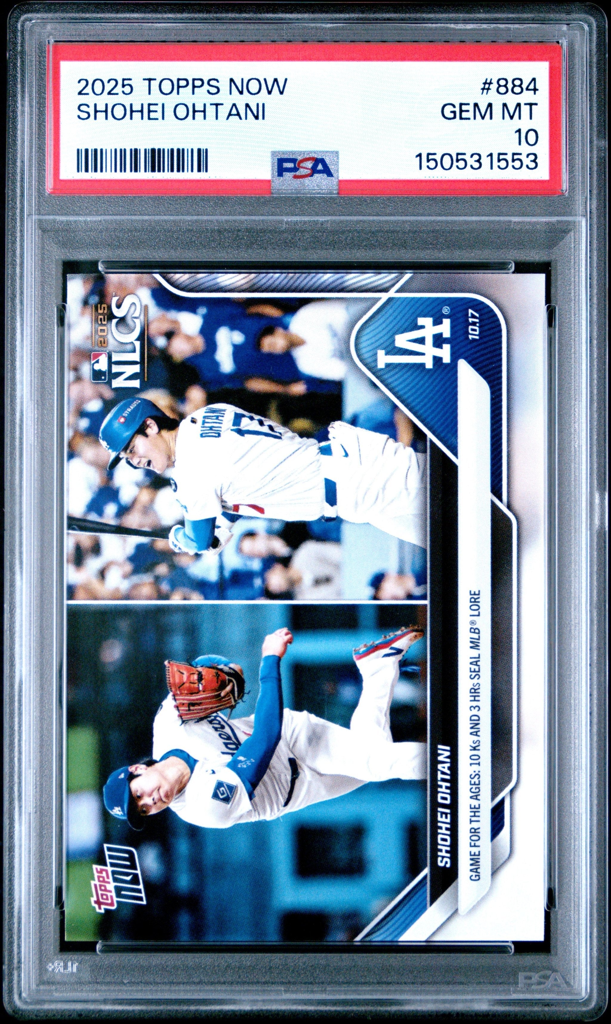 Graded 2025 Topps Now Shohei Ohtani #884 Baseball Card PSA 10 Gem Mint