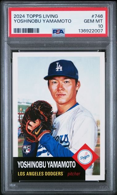 Graded 2024 Topps Living Yoshinobu Yamamoto #746 Rookie RC Baseball Card PSA 10 Gem Mint