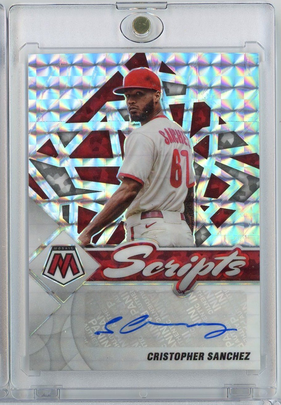 2022 Panini Mosaic Cristopher Sanchez #SCCS Scripts Mosaic Prizm Auto Philadelphia Phillies Rookie RC Baseball Card