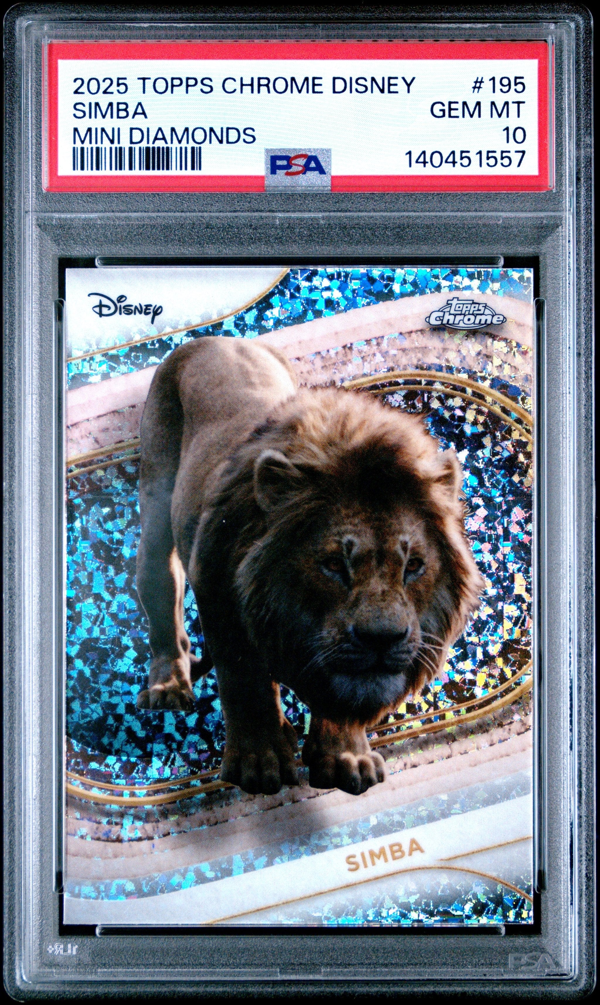 Graded 2025 Topps Chrome Disney Simba #195 Mini Diamonds The Lion King Live Action Trading Card PSA 10 Gem Mint