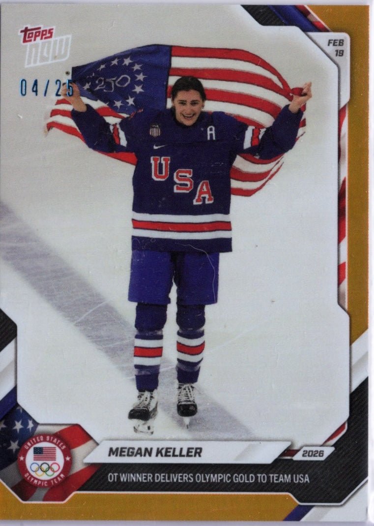 2026 Topps Now Olympics Megan Keller #15 Orange Foil /25 Team USA Hockey Card