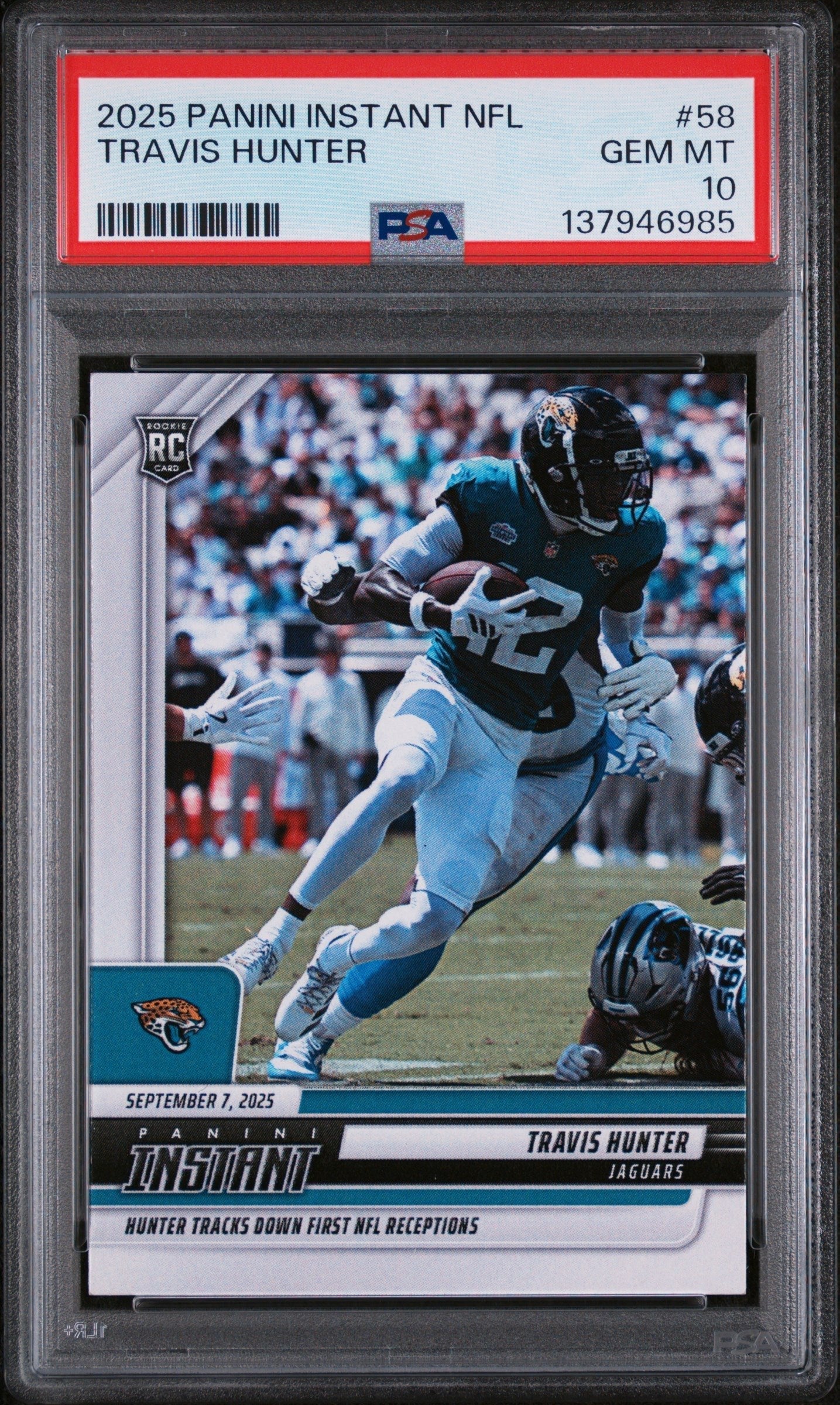 Graded 2025 Panini Instant Travis Hunter #58 Rookie RC Football Card PSA 10 Gem Mint