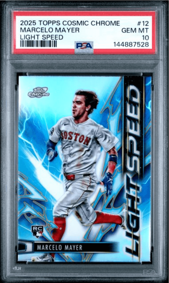 Graded 2025 Topps Cosmic Chrome Marcelo Mayer #12 Light Speed Rookie RC Baseball Card PSA 10 Gem Mint