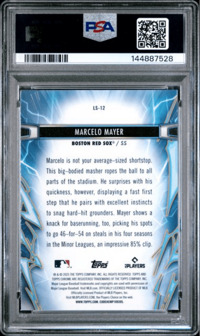 Graded 2025 Topps Cosmic Chrome Marcelo Mayer #12 Light Speed Rookie RC Baseball Card PSA 10 Gem Mint