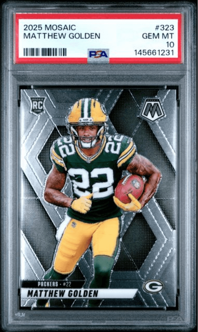 Graded 2025 Panini Mosaic Matthew Golden #323 Rookie RC Football Card PSA 10 Gem Mint