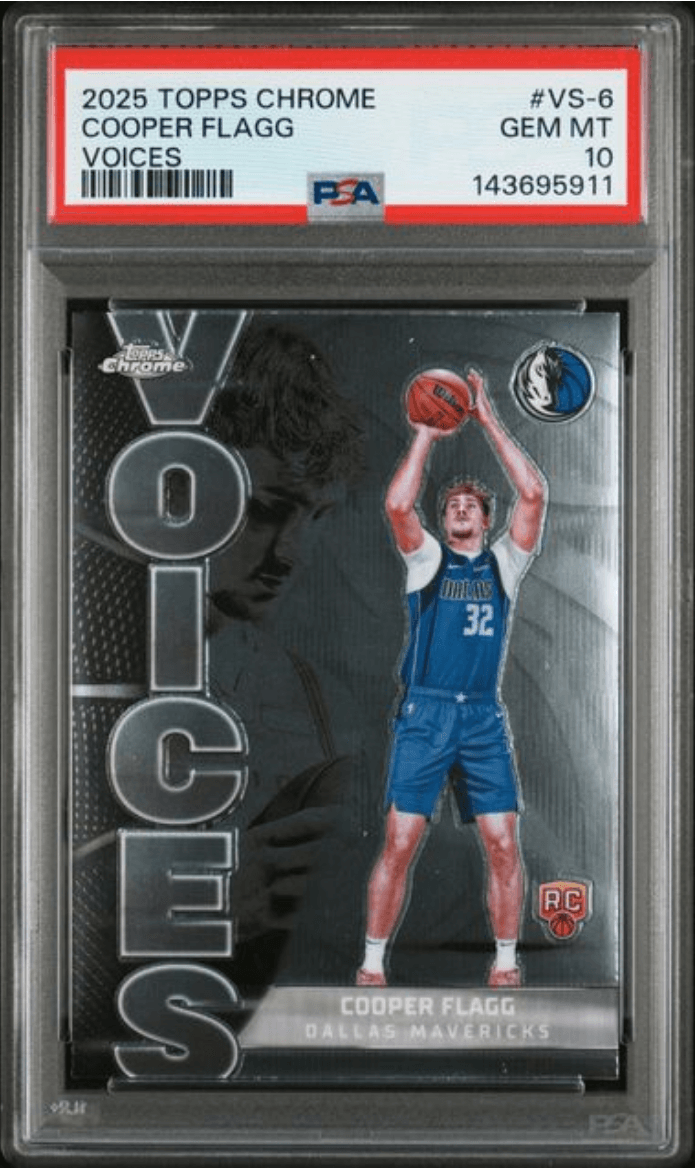 Graded 2025 Topps Chrome Cooper Flagg #VS6 Voices Rookie RC Basketball Card PSA 10 Gem Mint