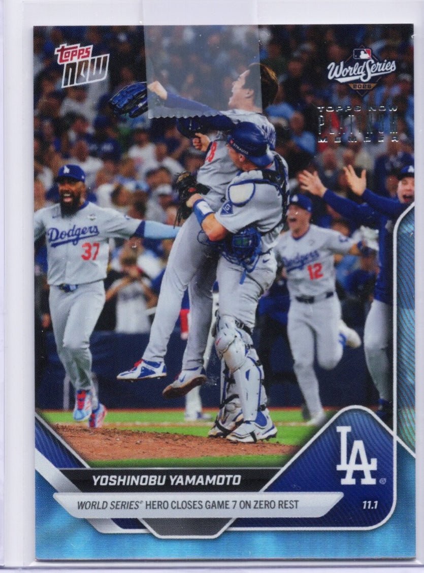 2025 Topps Now Yoshinobu Yamamoto #P925 Platinum Member Los Angeles Dodgers Baseball Card