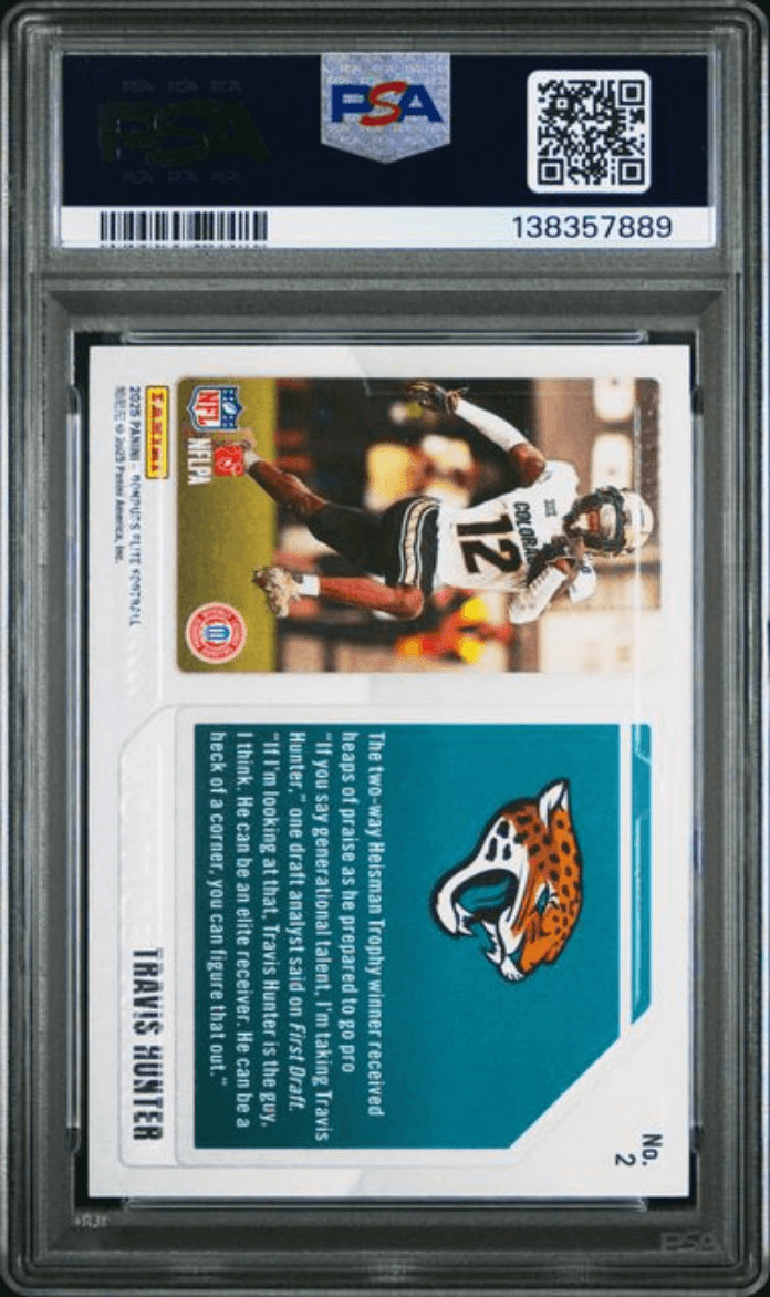 Graded 2025 Panini Donruss Elite Travis Hunter #2 Extra Edition Orange /199 Rookie RC Football Card PSA 10 Gem Mint