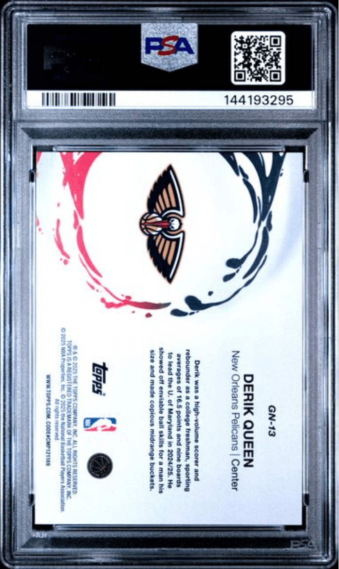 Graded 2025 Topps Derik Queen #GN13 Generation Now Rookie RC Basketball Card PSA 10 Gem Mint