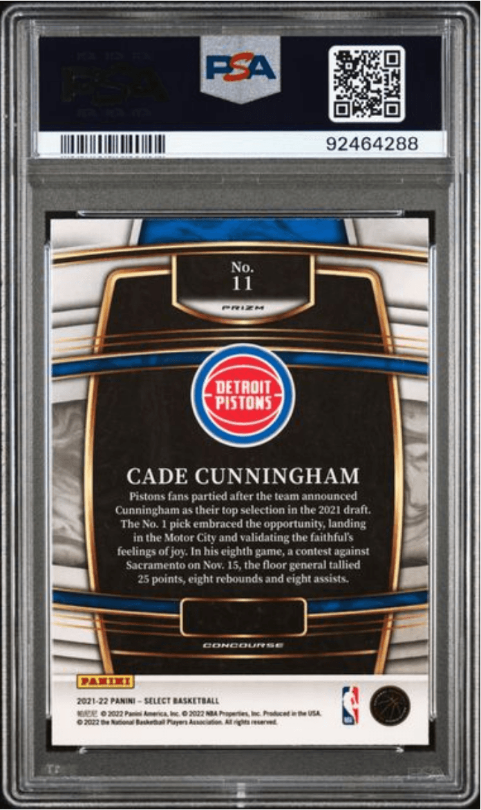 Graded 2021 Panini Select Cade Cunningham #11 Orange Flash Prizm Rookie RC Basketball Card PSA 10 Gem Mint