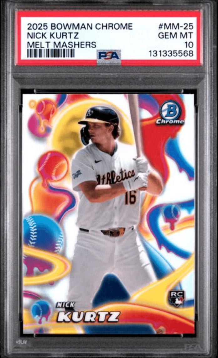 Graded 2025 Topps Bowman Chrome Nick Kurtz #MM25 Melt Mashers Rookie RC Baseball Card PSA 10 Gem Mint