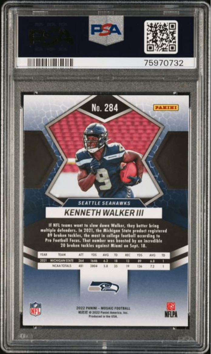 Graded 2022 Panini Mosaic Kenneth Walker III #284 Rookie RC Football Card PSA 10 Gem Mint
