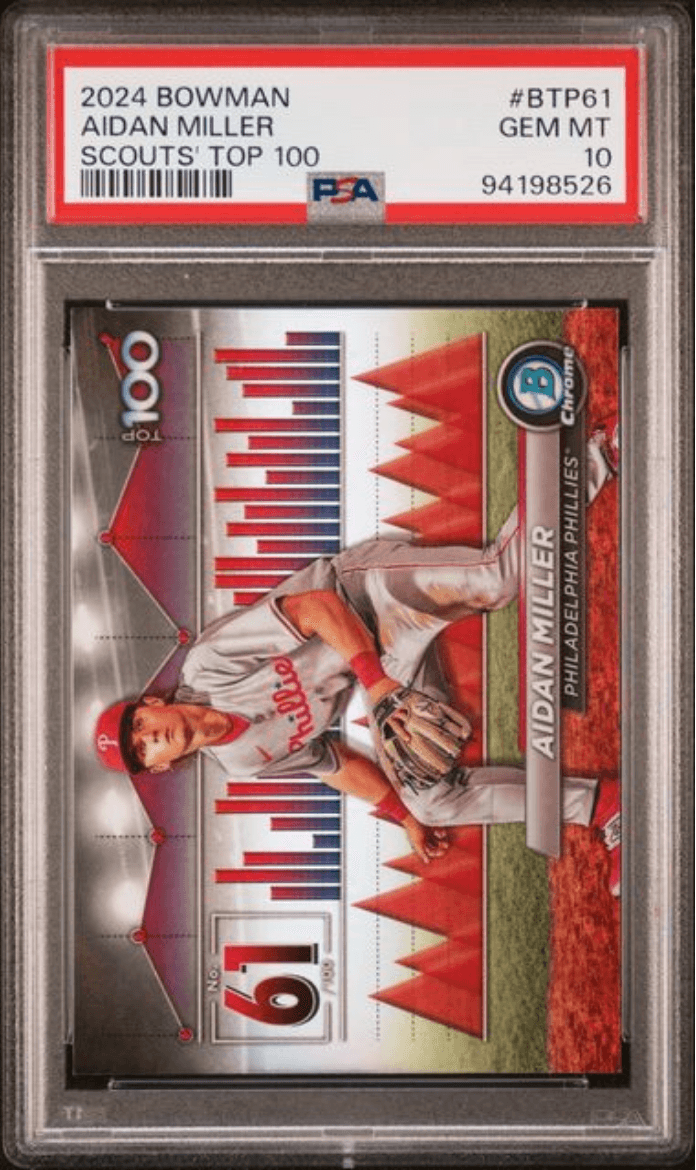 Graded 2024 Topps Bowman Aidan Miller #BTP61 Scouts Top 100 Rookie RC Baseball Card PSA 10 Gem Mint