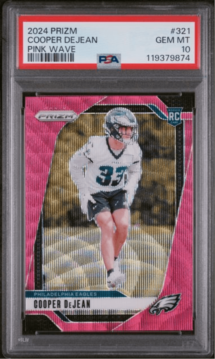 Graded 2024 Panini Prizm Cooper DeJean #321 Pink Wave Rookie RC Football Card PSA 10 Gem Mint