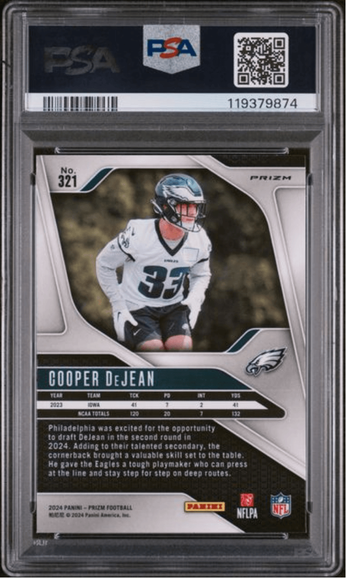 Graded 2024 Panini Prizm Cooper DeJean #321 Pink Wave Rookie RC Football Card PSA 10 Gem Mint