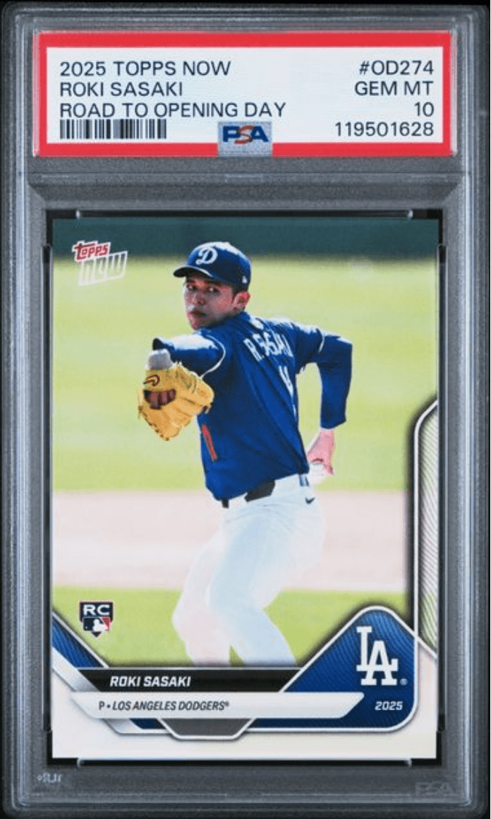 Graded 2025 Topps Now Roki Sasaki #OD274 Road to Opening Day Rookie RC Baseball Card PSA 10 Gem Mint