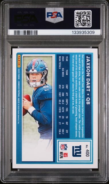 Graded 2025 Panini Donruss Jaxson Dart #400 Rookie RC Football Card PSA 10 Gem Mint
