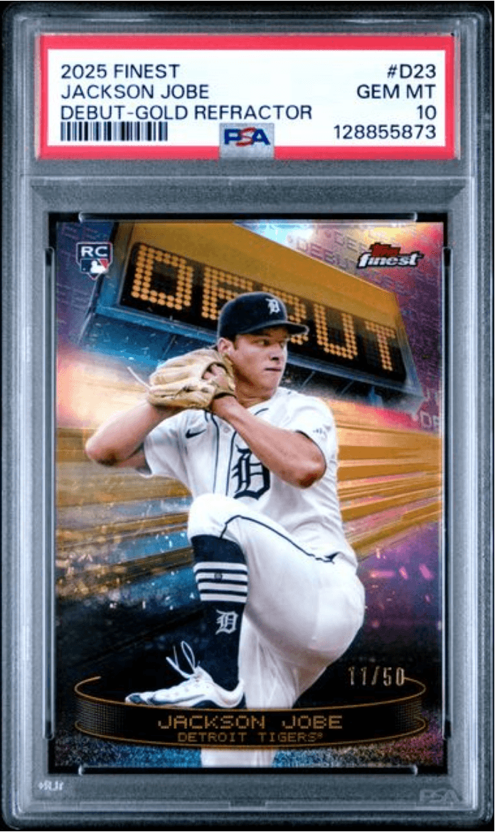 Graded 2025 Topps Finest Jackson Jobe #D23 Debut Gold Refractor /50 Rookie RC Baseball Card PSA 10 Gem Mint