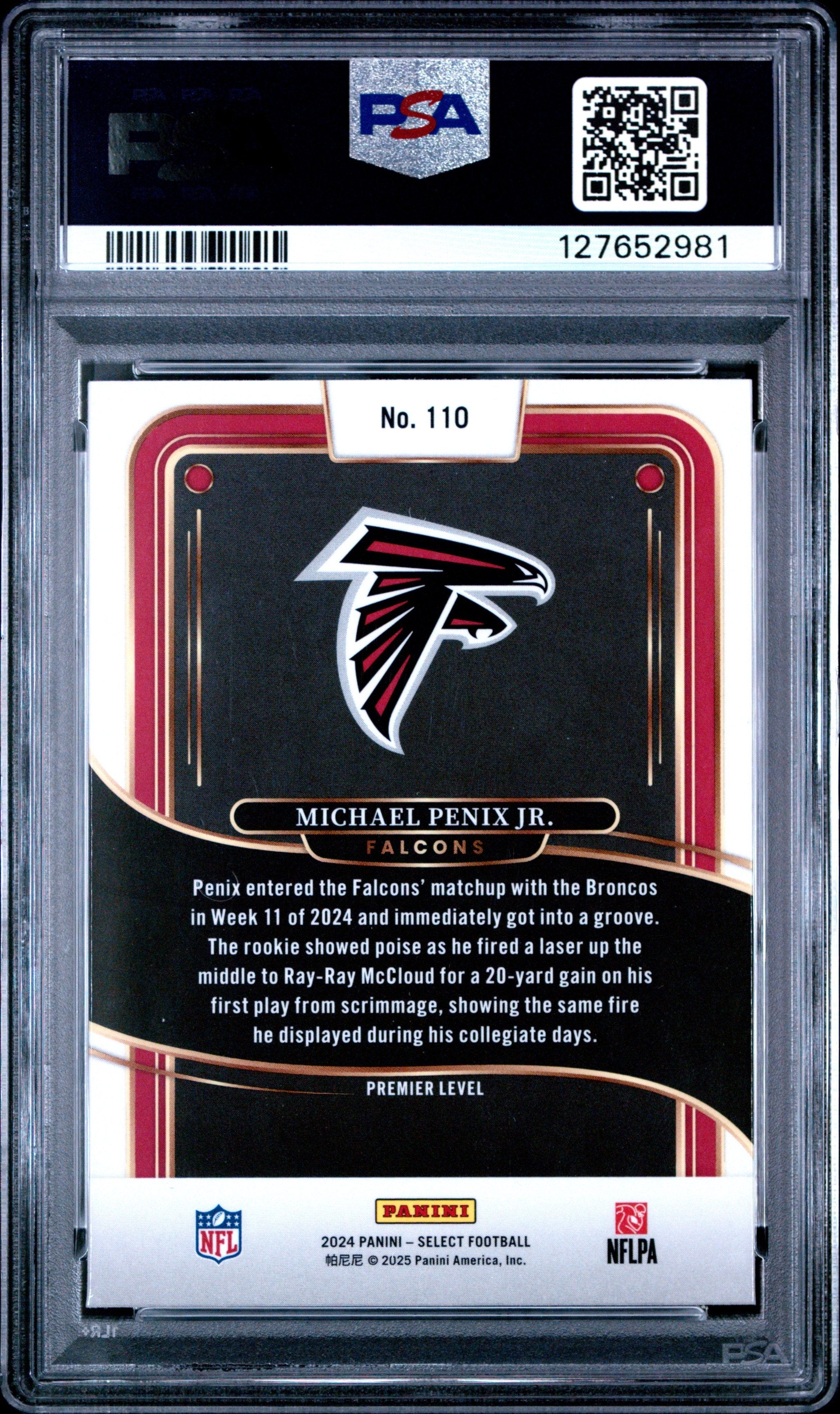 Graded 2024 Panini Select Michael Penix Jr. #110 Rookie RC Football Card PSA 9 Mint