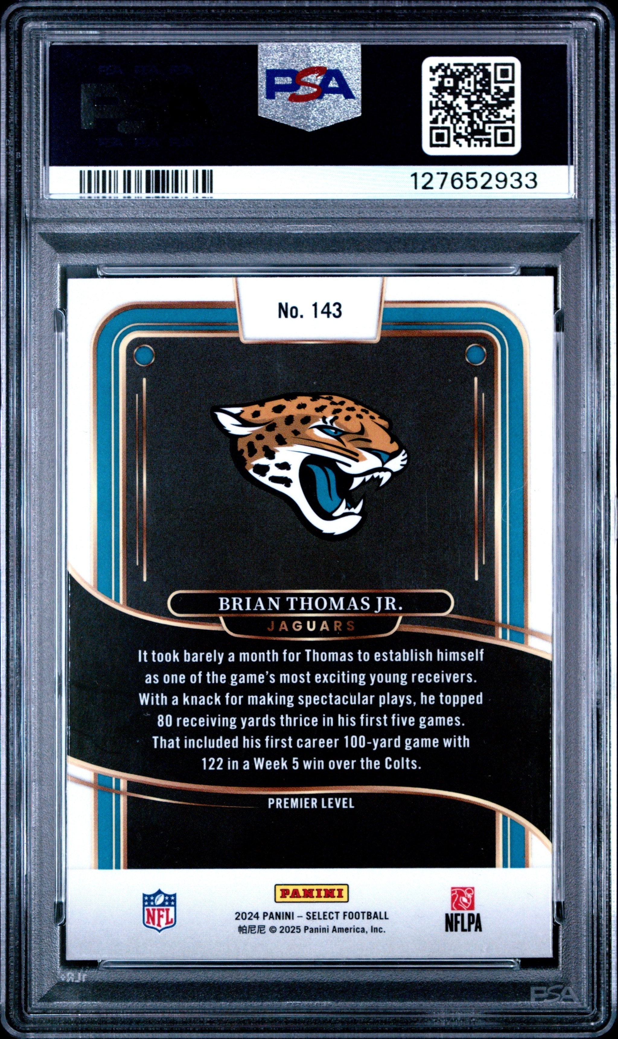 Graded 2024 Panini Select Brian Thomas Jr. #143 Rookie RC Football Card PSA 10 Gem Mint