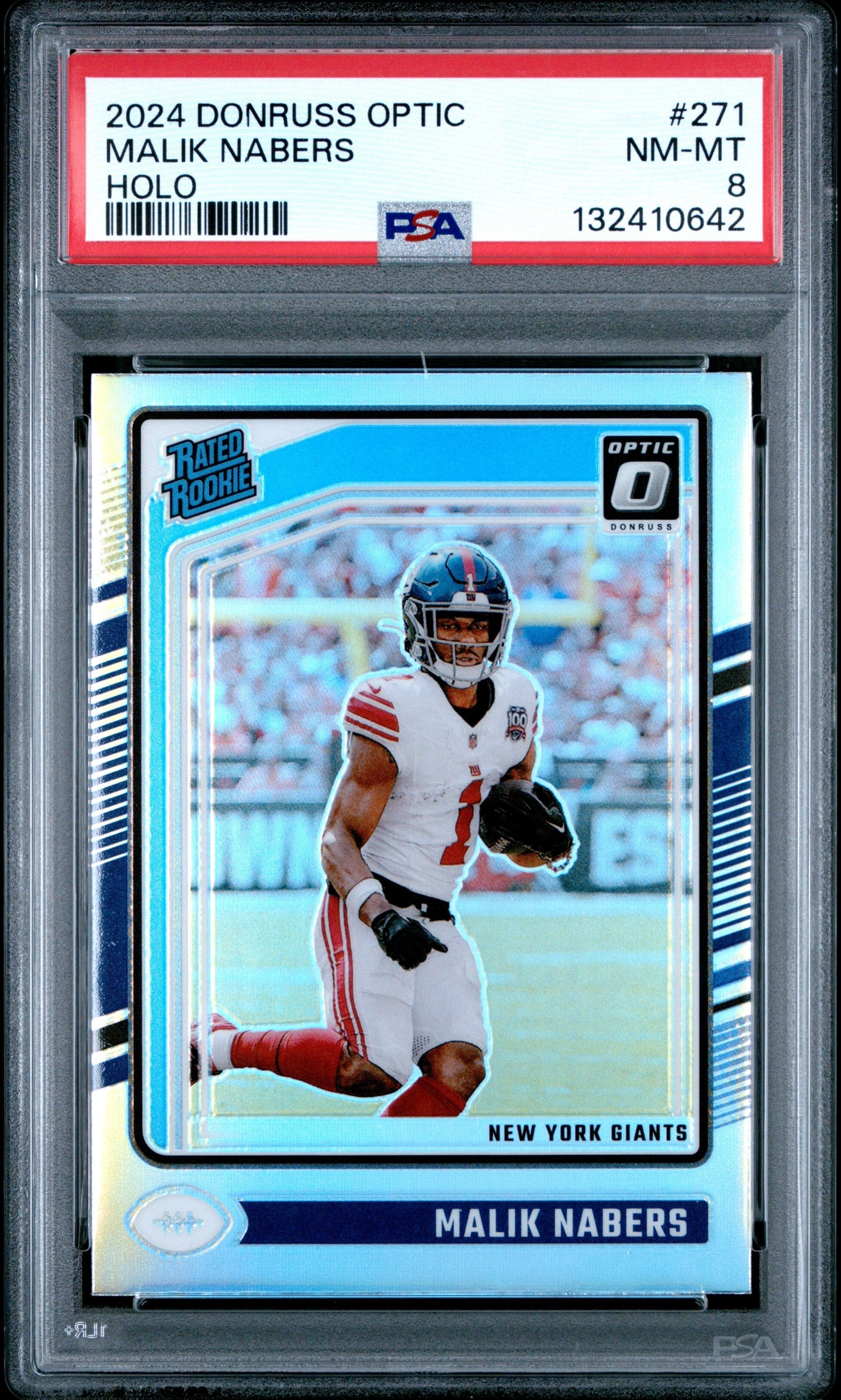 Graded 2024 Panini Donruss Optic Malik Nabers #271 Holo Rookie RC Football Card PSA 8 Near Mint