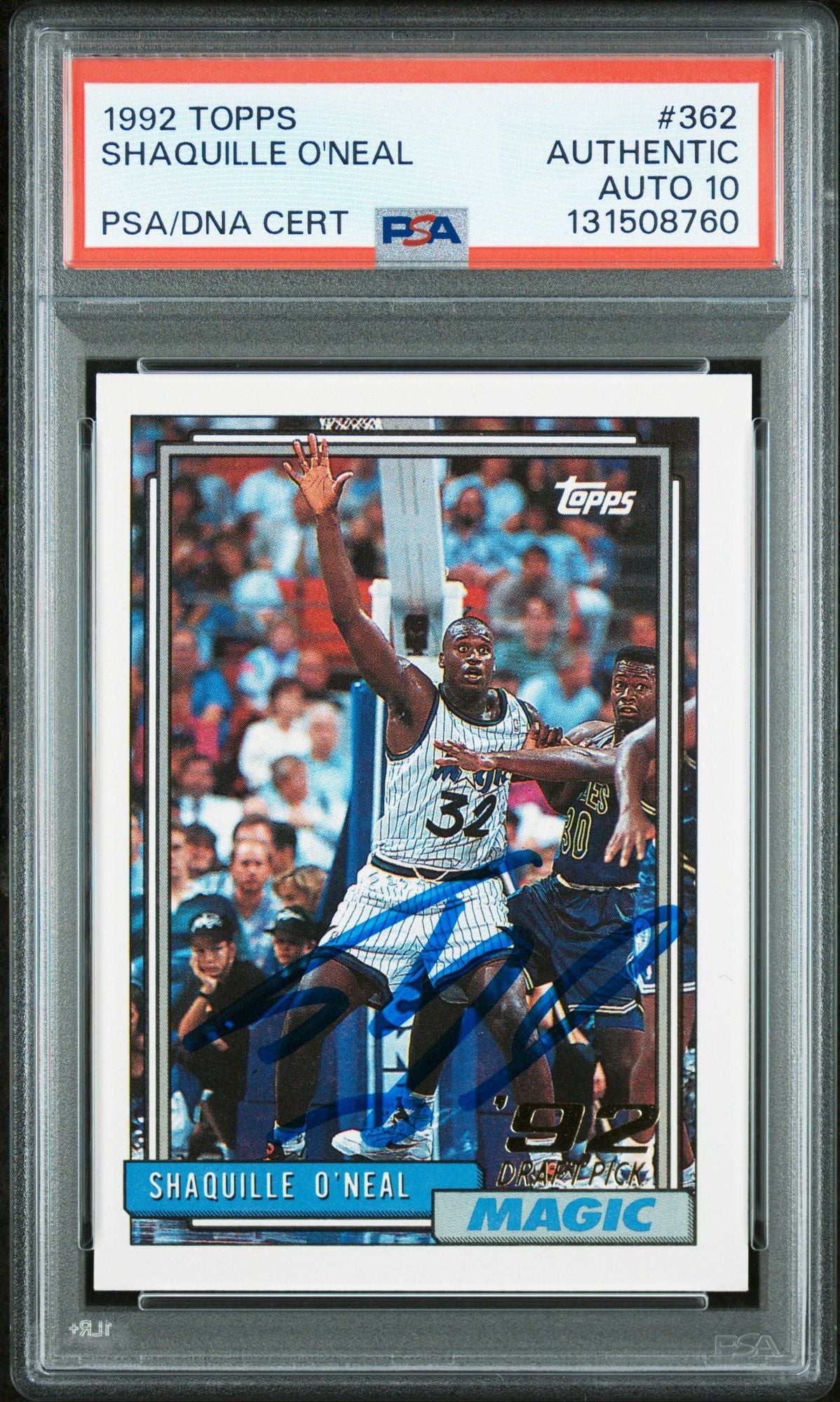 Graded 1992-93 Topps Shaquille O'Neal #362 Rookie RC Basketball Card PSA 10 Auto Grade Gem Mint