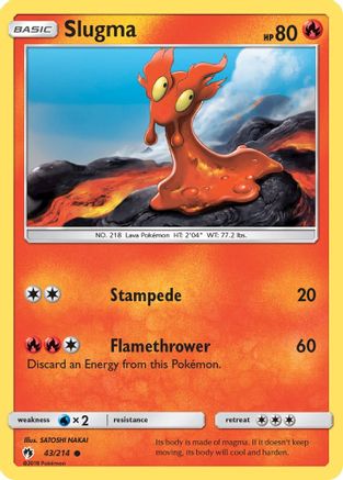 Slugma 043/214 - SM  Lost Thunder Reverse Holofoil