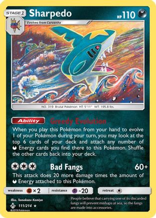 Sharpedo 111/214 - SM  Unbroken Bonds Reverse Holofoil