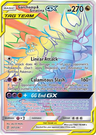 Garchomp & Giratina GX (Secret) 247/236 - SM  Unified Minds Holofoil