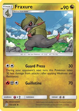 Fraxure 155/236 - SM  Unified Minds Reverse Holofoil
