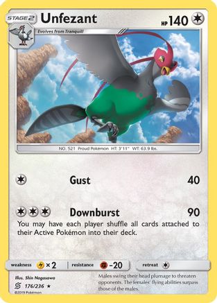 Unfezant 176/236 - SM  Unified Minds Reverse Holofoil