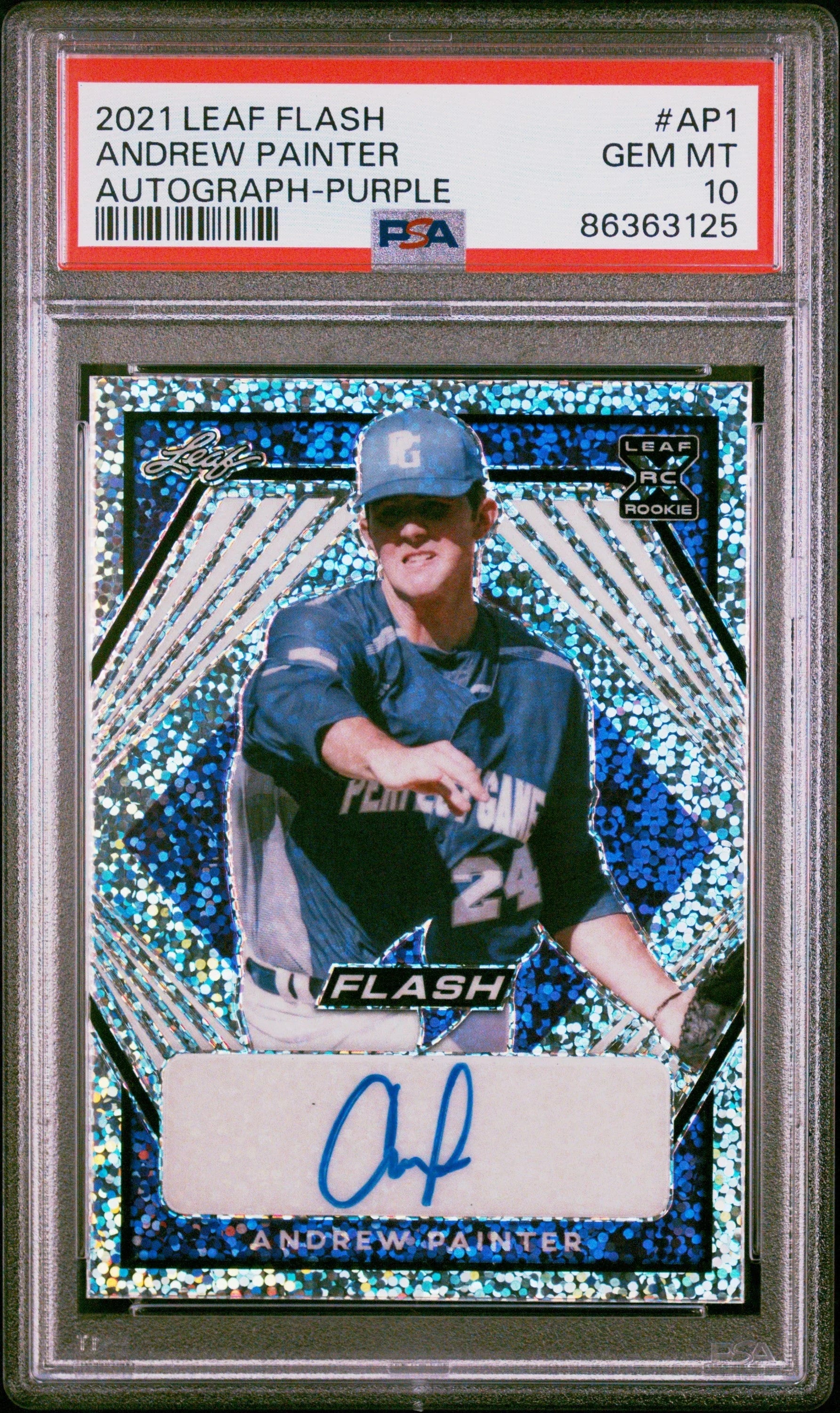 Graded 2021 Leaf Flash Andrew Painter #AP1 Autograph Purple #/75 Rookie RC Baseball Card PSA 10 Gem Mint