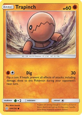Trapinch 108/236 - SM  Cosmic Eclipse Reverse Holofoil
