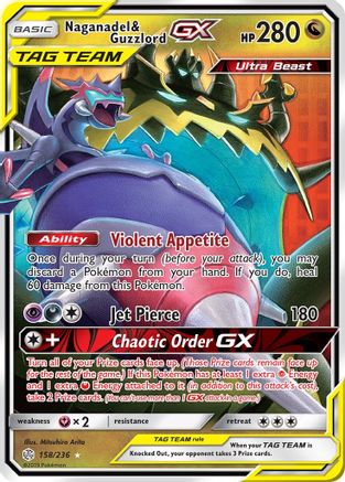 Naganadel & Guzzlord GX 158/236 - SM  Cosmic Eclipse Holofoil