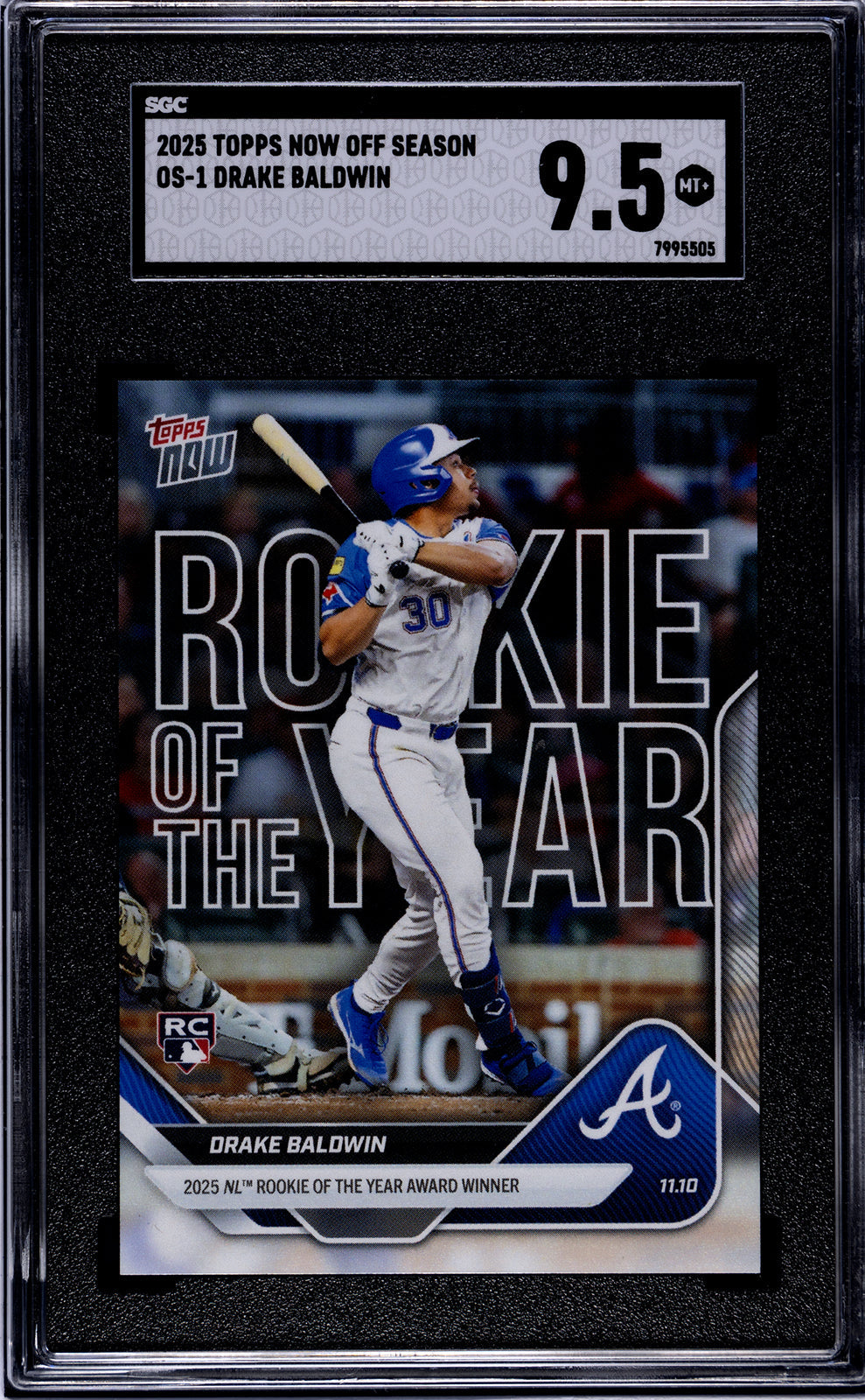 Graded 2025 Topps Now Drake Baldwin #OS1 Offseason Rookie RC Baseball Card SGC 9.5 Mint+