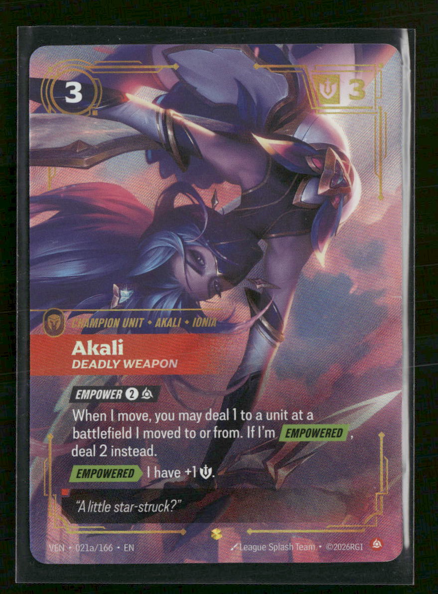 Akali - Deadly Weapon (Alternate Art) #021a/166 Foil - Riftbound