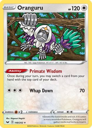 Oranguru 148/202 - SWSH01 Sword & Shield Base Set Reverse Holofoil