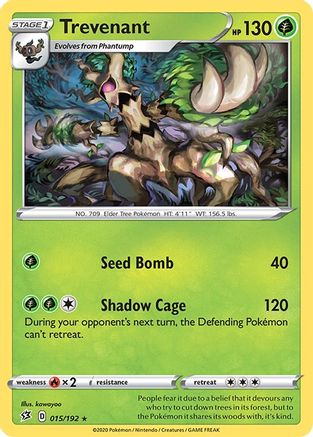 Trevenant 015/192 - SWSH02 Rebel Clash Reverse Holofoil