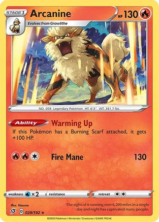 Arcanine 028/192 - SWSH02 Rebel Clash Reverse Holofoil