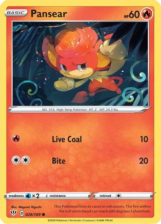 Pansear 026/189 - SWSH03 Darkness Ablaze